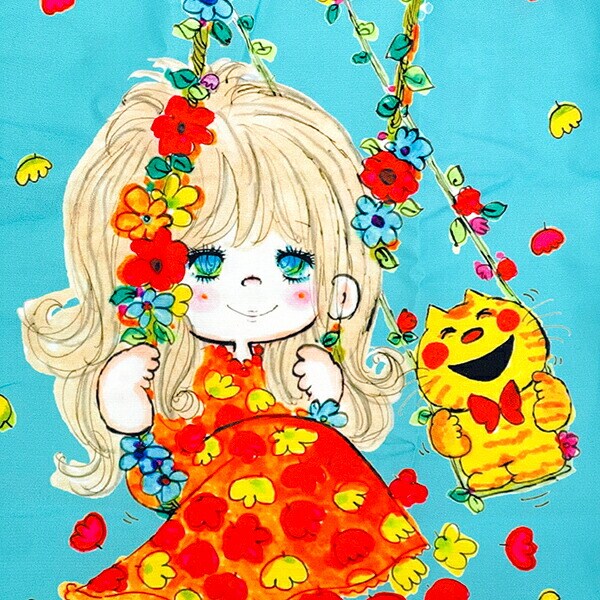 水森亜土 エコバッグ ブランコ(ライトブルー×ベージュ)