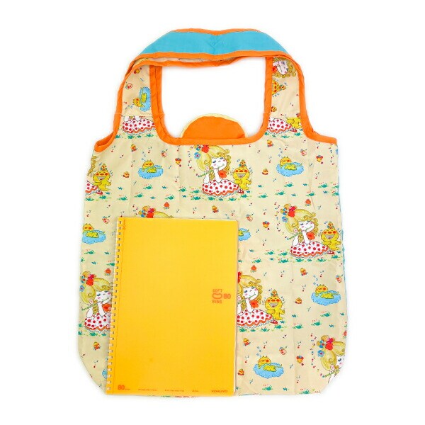 水森亜土 エコバッグ ブランコ(ライトブルー×ベージュ)