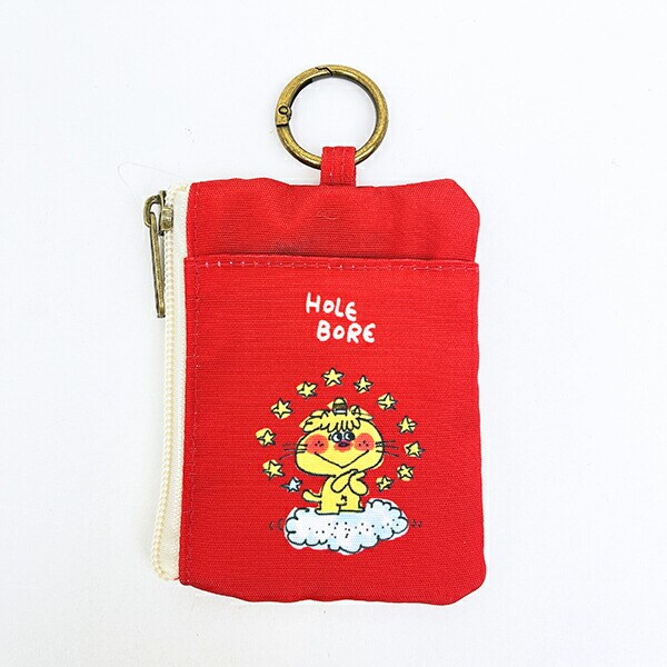 水森亜土 カラビナ付きポーチ ハナ(レッド)