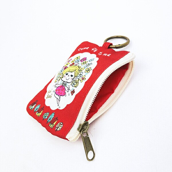 水森亜土 カラビナ付きポーチ ハナ(レッド)