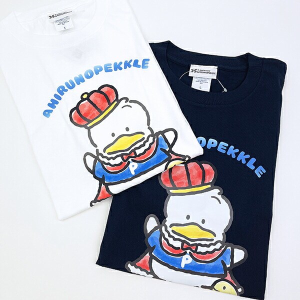 サンリオ あひるのペックル 35th 半袖Tシャツ(L) ネイビー アパレル Sanrio