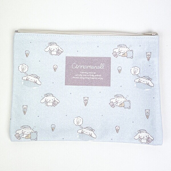 サンリオ のんびり シナモロールフラットポーチ(ブルー) Sanrio 日本製