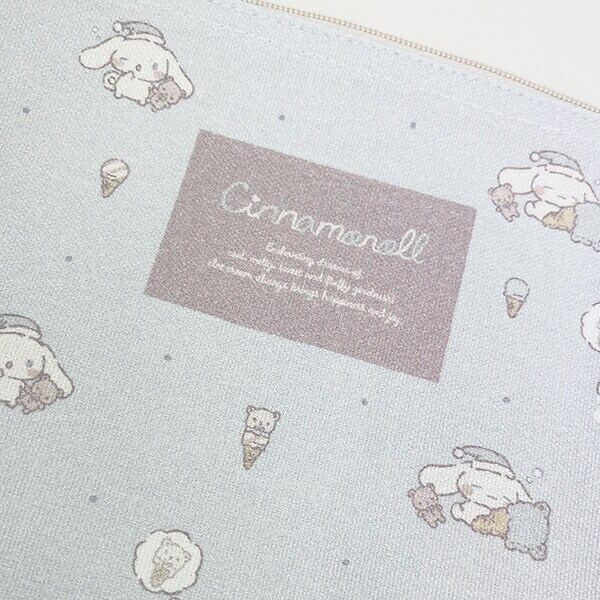 サンリオ のんびり シナモロールフラットポーチ(ブルー) Sanrio 日本製