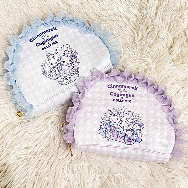 サンリオ シナモロール×こぎみゅん ドーリーミックス フリルラウンドポーチ ブルー Sanrio