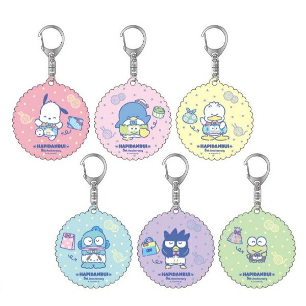 サンリオ はぴだんぶい 5th はらまきトレーディングアクキー キーホルダー 全6種コンプリートセット 日本製 Sanrio