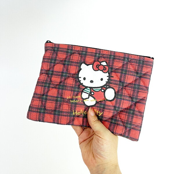 サンリオ ハローキティ キルティングポーチ（チェック） 50th Anniversary