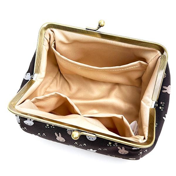 ミッフィー miffy ジャガードがま口ポーチ （ボール柄） ブラウン 小銭入れ