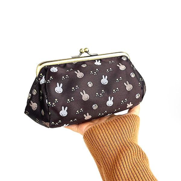 ミッフィー miffy ジャガードがま口ポーチ （ボール柄） ブラウン 小銭入れ