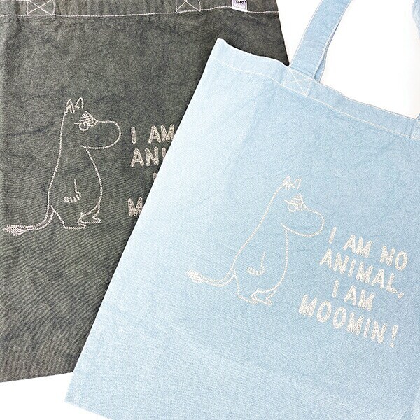 ムーミン 後染めフラットトートバッグ(チャコール) MOOMIN