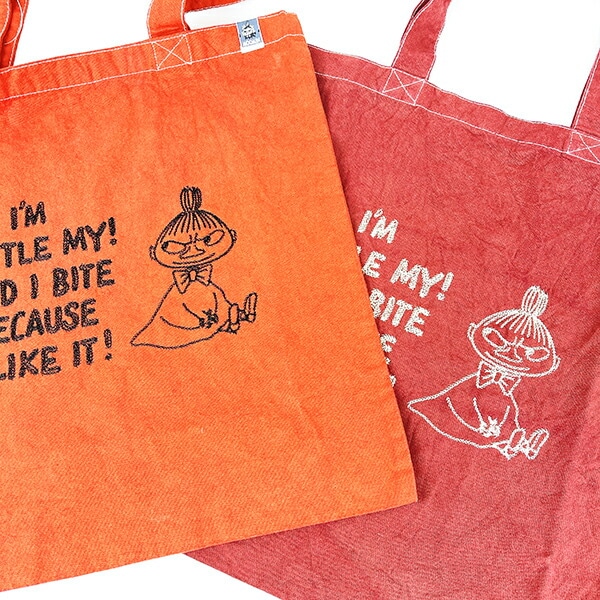 ムーミン リトルミイ 後染めフラットトートバッグ(バーガンディー) MOOMIN