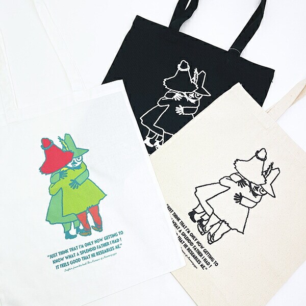 ムーミン ヨクサル＆スナフキン フラットトートバッグ ネオンホワイト MOOMIN