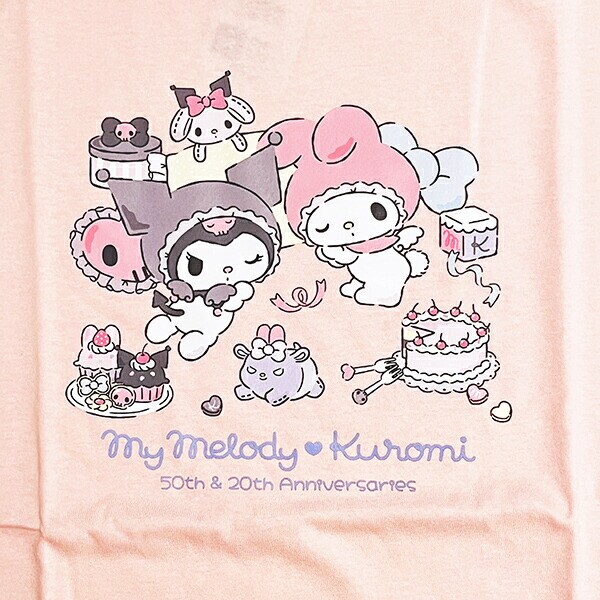 サンリオ マイメロディ50th ＆クロミ20th エンジェルTシャツ(L) ピンク アパレル Sanrio