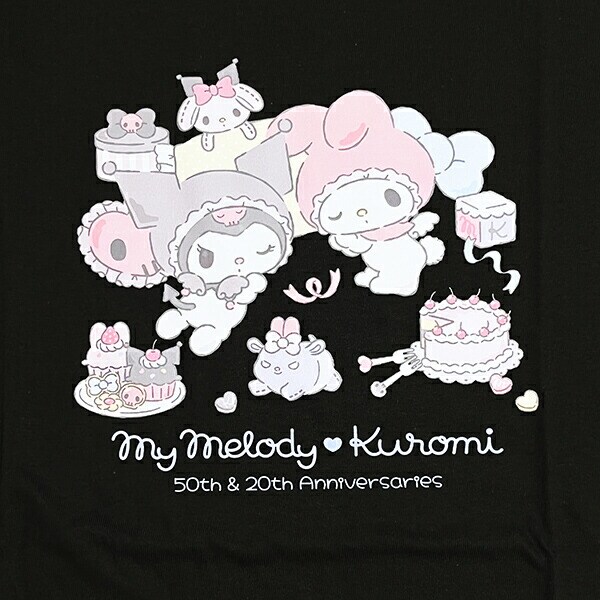 サンリオ マイメロディ50th ＆クロミ20th エンジェルTシャツ(L) ブラック アパレル Sanrio