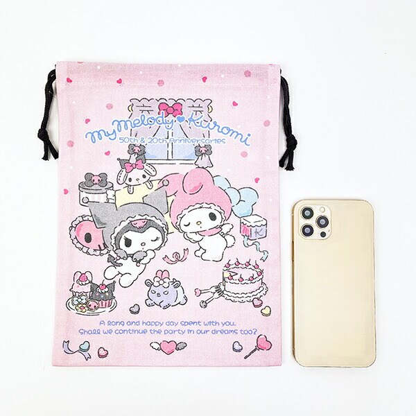 サンリオ マイメロディ50th ＆クロミ20th エンジェル巾着 日本製 Sanrio