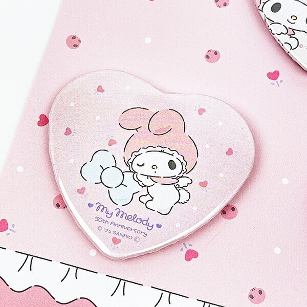 サンリオ マイメロディ50th＆クロミ20th アニバーサリー エンジェルハート型 缶バッジ3個セット 日本製 Sanrio