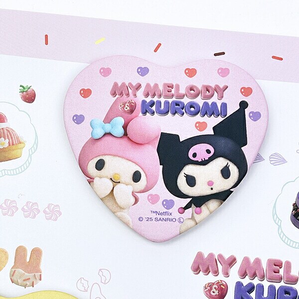 サンリオ マイメロディ＆クロミ ハート型缶バッジ3個セット 日本製 Netflix Sanrio