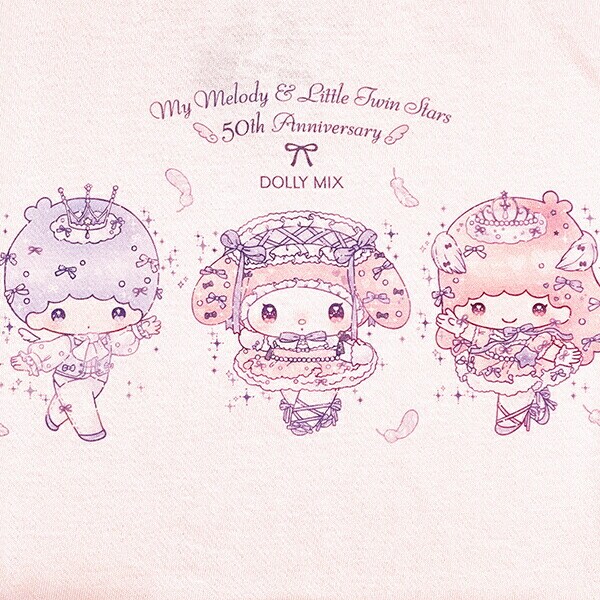 サンリオ マイメロディ&キキララ 50th×DOLLY MIX Tシャツ(M) ライトピンク アパレル Sanrio