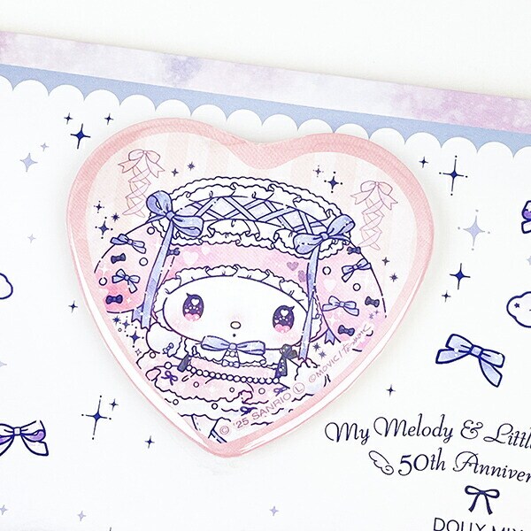 サンリオ マイメロディ&キキララ 50th×DOLLY MIX ハート缶バッジ3個セット Sanrio 日本製