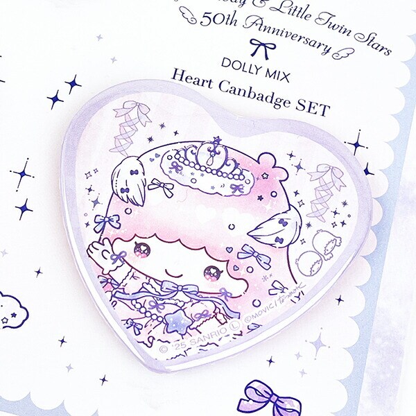 サンリオ マイメロディ&キキララ 50th×DOLLY MIX ハート缶バッジ3個セット Sanrio 日本製