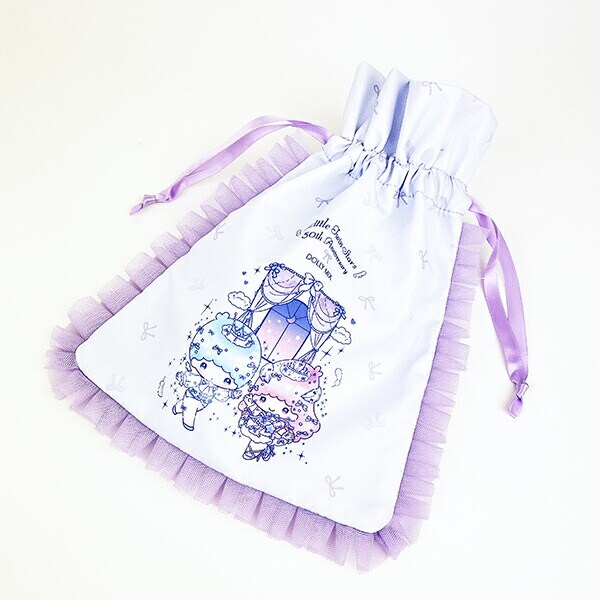 サンリオ キキララ 50th×DOLLY MIX フリル巾着 ライトパープル Sanrio