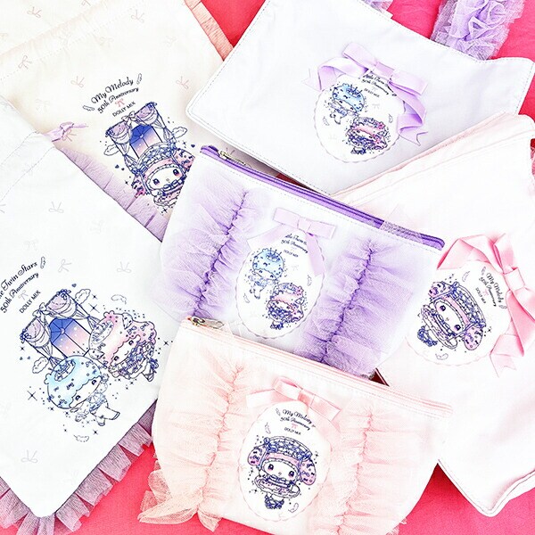 サンリオ キキララ 50th×DOLLY MIX フリル巾着 ライトパープル Sanrio
