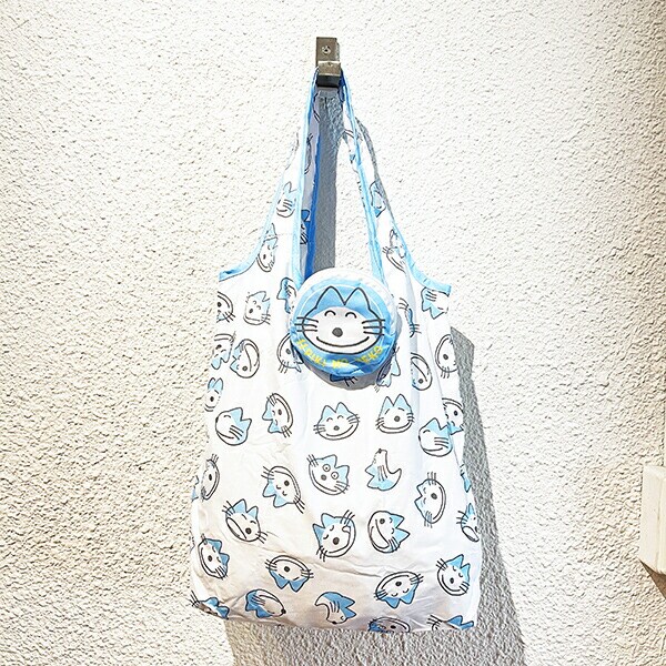 11ぴきのねこ カオ エコバッグ (ブルー)