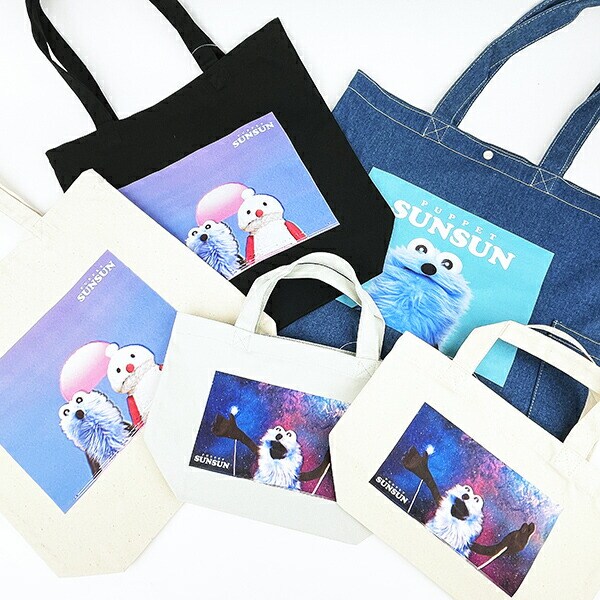 パペットスンスン 宇宙 ランチトートバッグ ライトグレー