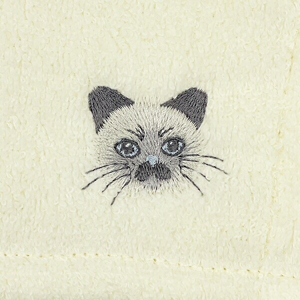 にゃんかち サイアミーズ ハンカチタオル ホワイト