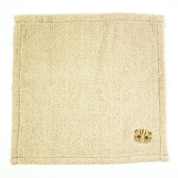 にゃんかち スコティッシュフォールド ハンカチタオル ベージュ