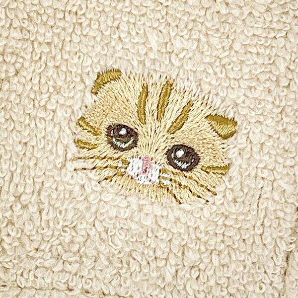 にゃんかち スコティッシュフォールド ハンカチタオル ベージュ