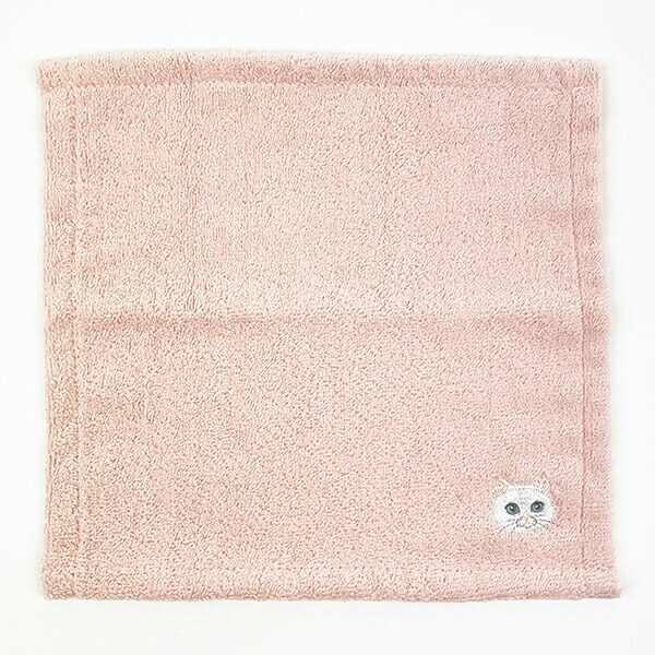 にゃんかち ペルシャ ハンカチタオル ピンク
