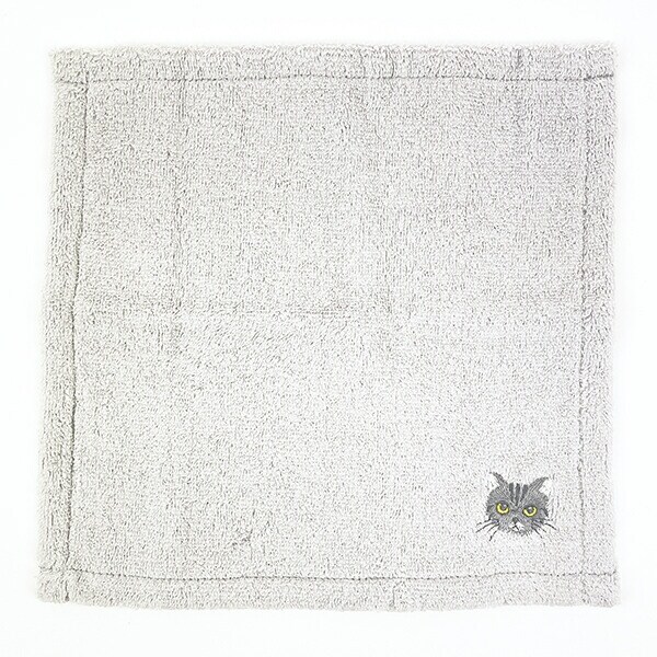 にゃんかち アメリカンショートヘア ハンカチ タオル グレー