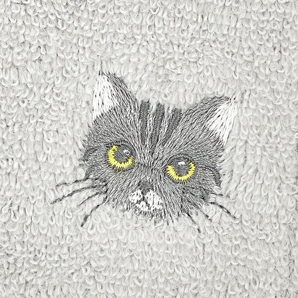 にゃんかち アメリカンショートヘア ハンカチ タオル グレー