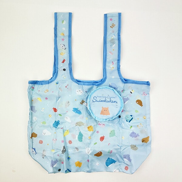 つぶらな瞳 つぶらな瞳の水族館 収納ポーチ付きエコバッグ