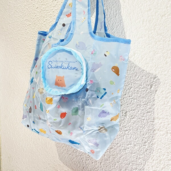 つぶらな瞳 つぶらな瞳の水族館 収納ポーチ付きエコバッグ