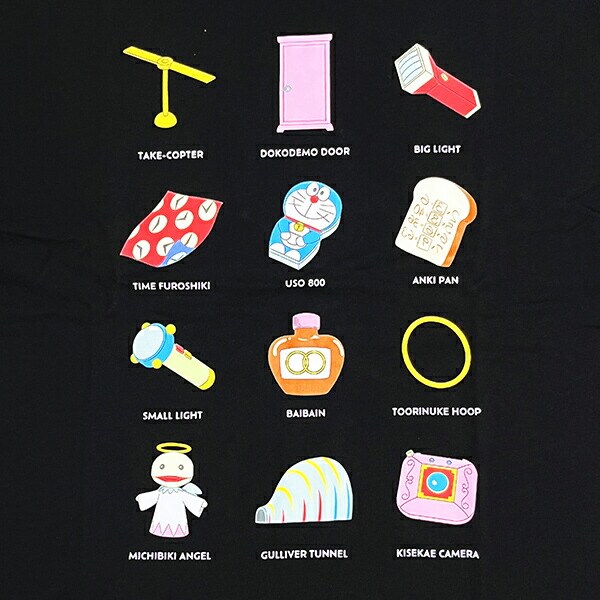 ドラえもん Tシャツ(LL) ひみつ道具 ブラック アパレル