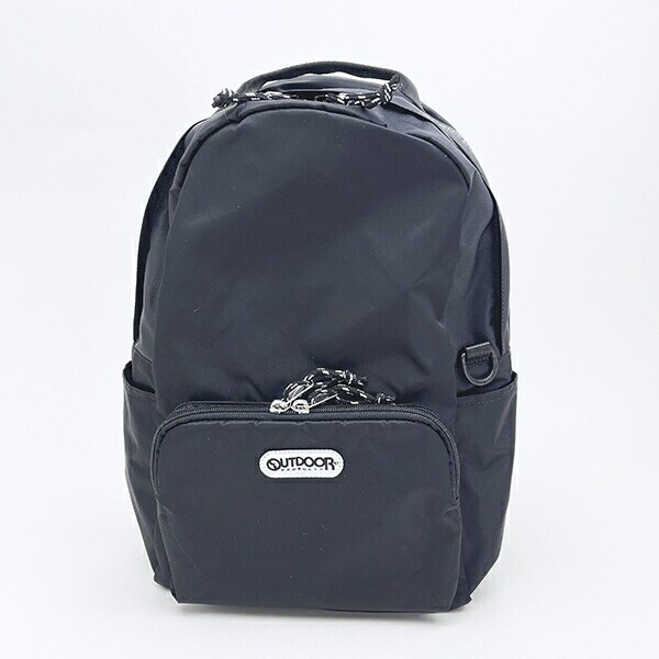 OUTDOOR PRODUCTS ラスターツイル ロゴプリントリュック ブラック アウトドアプロダクツ