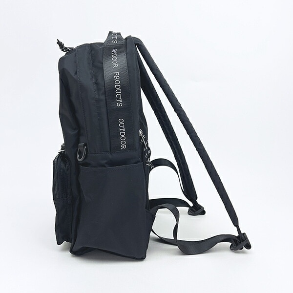 OUTDOOR PRODUCTS ラスターツイル ロゴプリントリュック ブラック アウトドアプロダクツ