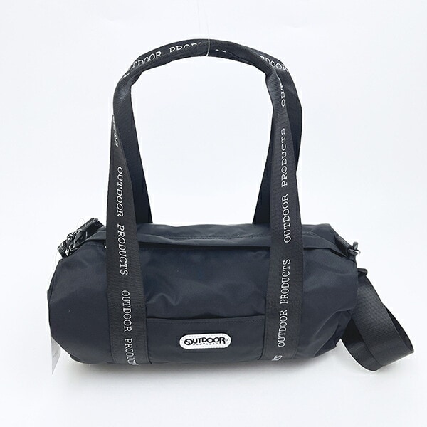 OUTDOOR PRODUCTS ラスターツイル ロゴプリントロールボストンバッグ ブラック ショルダーバッグ