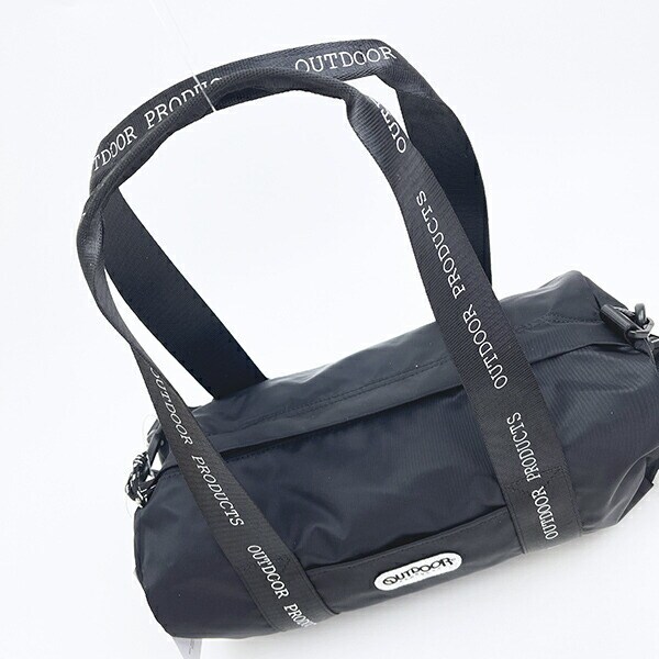 OUTDOOR PRODUCTS ラスターツイル ロゴプリントロールボストンバッグ ブラック ショルダーバッグ