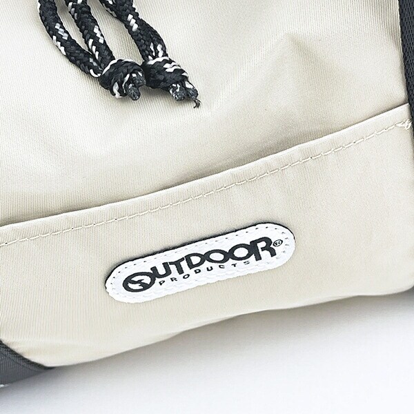 OUTDOOR PRODUCTS ラスターツイル ロゴプリントロールボストンバッグ ベージュ ショルダーバッグ