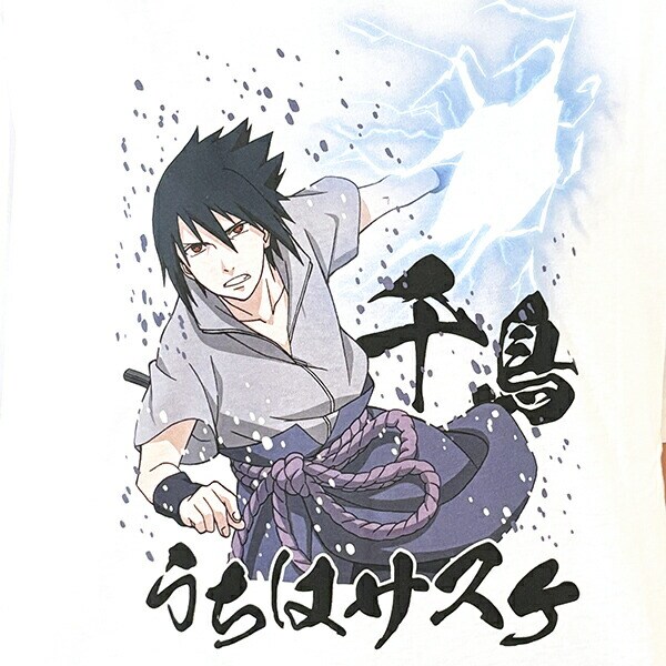 NARUTO(ナルト) うちはサスケ千鳥  Tシャツ(ホワイト) Mサイズ アパレル ジャンプ