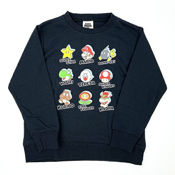 スーパーマリオオールスターズ KIDSトレーナー チャコール 130cm アパレル 任天堂