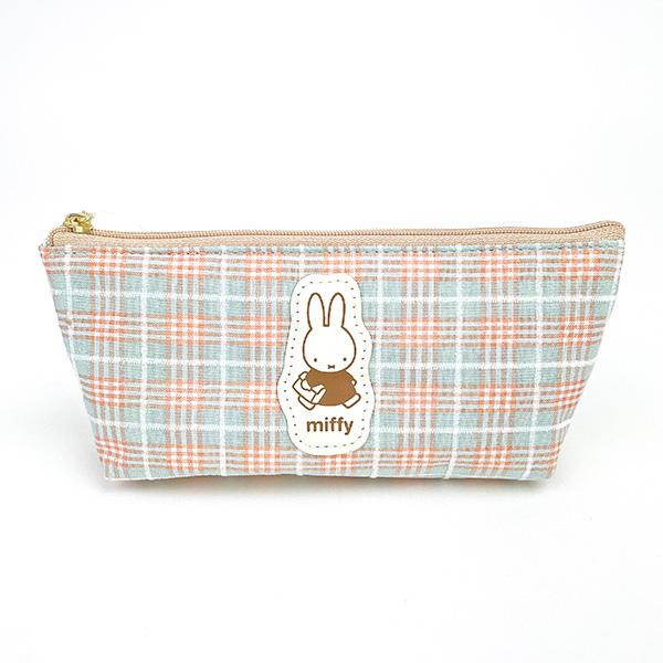 ミッフィー miffy レトロチェック ペンケース　 グリーン 小物入れ