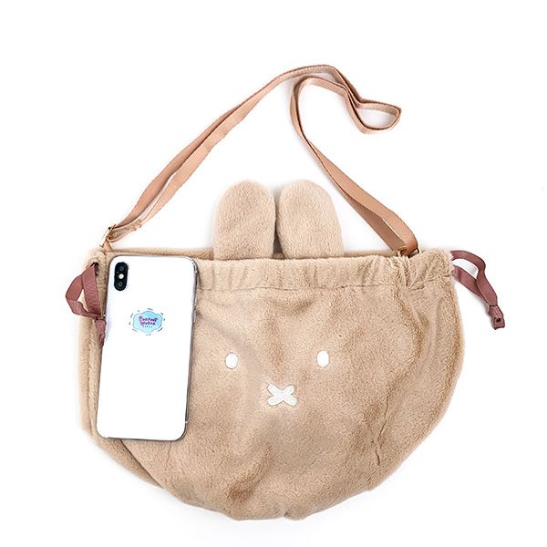 ミッフィー 巾着バッグ ブラウン 巾着袋 ショルダーバッグ