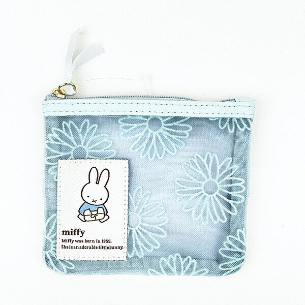 ミッフィー miffy ティッシュケース付きポーチ ブルー フラワーシリーズ