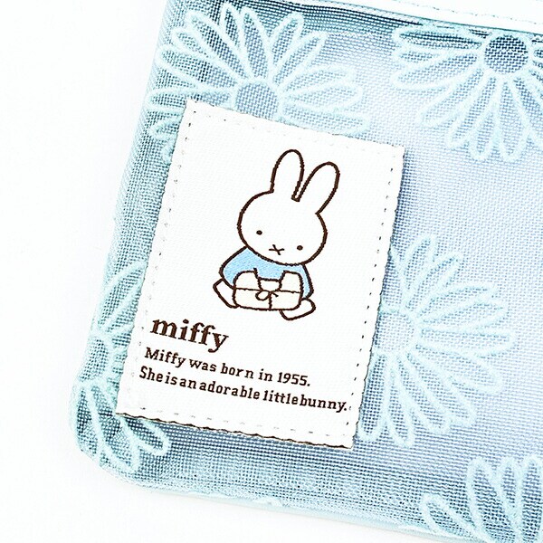 ミッフィー miffy ティッシュケース付きポーチ ブルー フラワーシリーズ