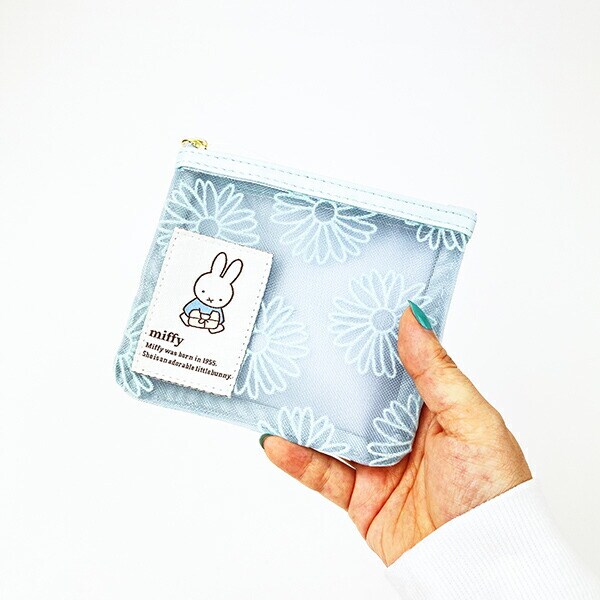 ミッフィー miffy ティッシュケース付きポーチ ブルー フラワーシリーズ