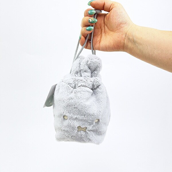 ミッフィー miffy 巾着袋 (グレー) フェイスシリーズ