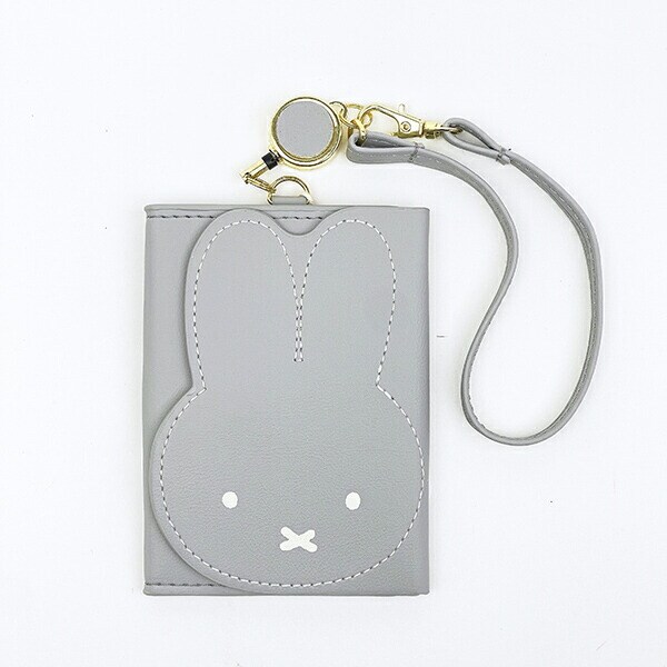 ミッフィー miffy パスケース (グレー) 定期入れ フェイスシリーズ
